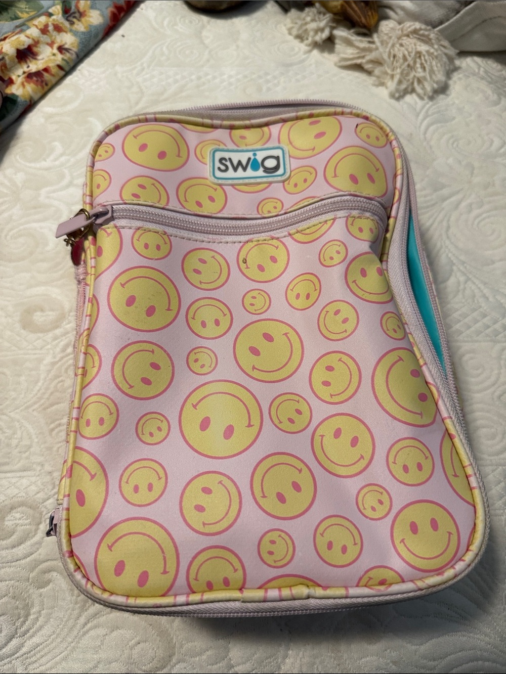 Swig Pink Smiley Tech Pouch – Cute Phone & Accessory Case
